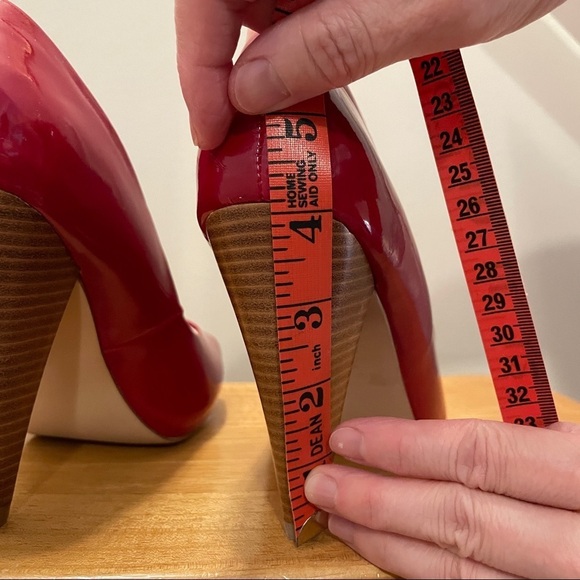 NWOT Y2K Roberto Vianni Red Peep Toe Heels - 5.5 - Picture 7 of 8